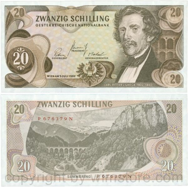Österreich, 2. republik, p142a, 20 schilling 1967, serie p n; 1 (kopie)