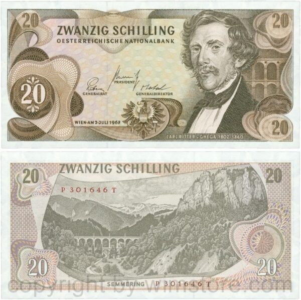 Österreich, 2. republik, p142a, 20 schilling 1967, serie p n; 1 (kopie)