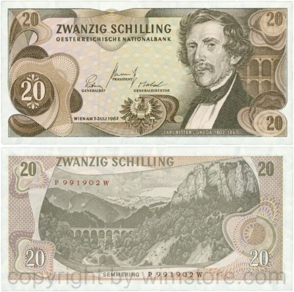 Österreich, 2. republik, p142a, 20 schilling 1967, serie p n; 1 (kopie)