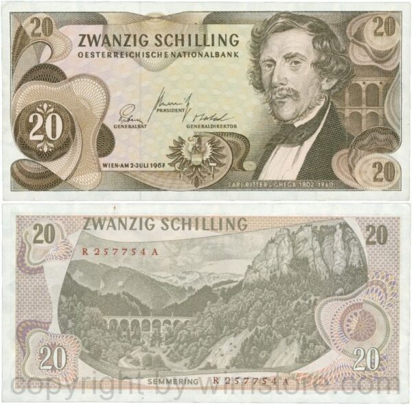 Österreich, 2. republik, p142a, 20 schilling 1967, serie p t; 1 (kopie)