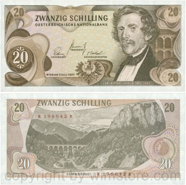Österreich, 2. republik, p142a, 20 schilling 1967, serie p w; 2 (kopie)