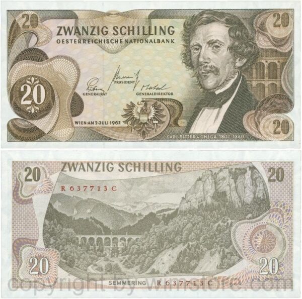 Österreich, 2. republik, p142a, 20 schilling 1967, serie r a; 3 (kopie)