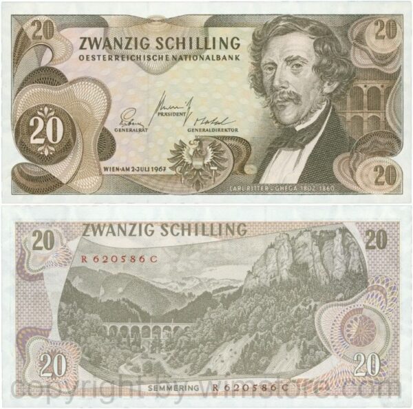 Österreich, 2. republik, p142a, 20 schilling 1967, serie r c; 1