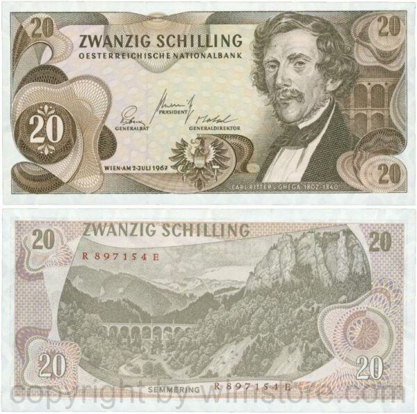 Österreich, 2. republik, p142a, 20 schilling 1967, serie r e; 1