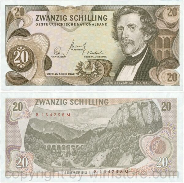 Österreich, 2. republik, p142a, 20 schilling 1967, serie r c; 1 (kopie)