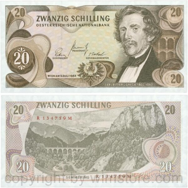 Österreich, 2. republik, p142a, 20 schilling 1967, serie r e; 1 (kopie)
