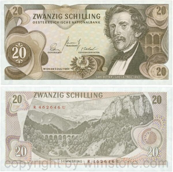 Österreich, 2. republik, p142a, 20 schilling 1967, serie r m; 1 (kopie)