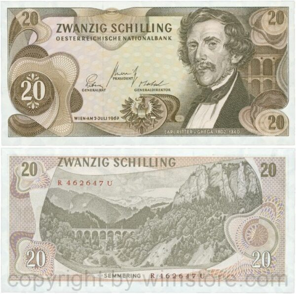 Österreich, 2. republik, p142a, 20 schilling 1967, serie r m; 1 (kopie)