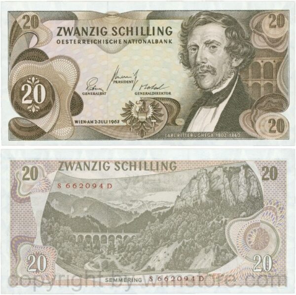 Österreich, 2. republik, p142a, 20 schilling 1967, serie r u; 1 (kopie)