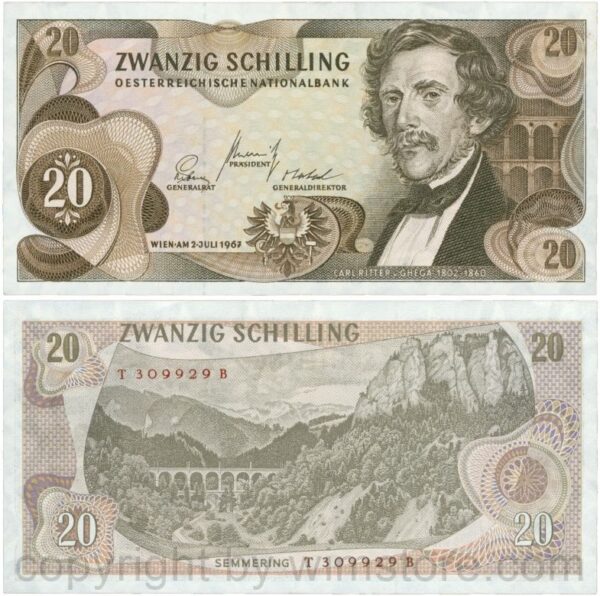 Österreich, 2. republik, p142a, 20 schilling 1967, serie s v; 2 (kopie)