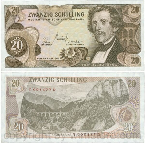 Österreich, 2. republik, p142a, 20 schilling 1967, serie s y; 1 (kopie)