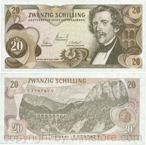 Österreich, 2. republik, p142a, 20 schilling 1967, serie t d; 2 (kopie)
