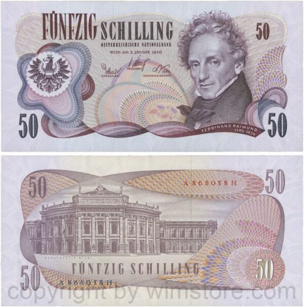 Österreich, 2. republik, p143a, 50 schilling 1970, serie a h; 1