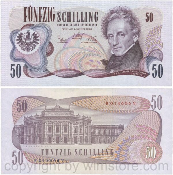 Österreich, 2. republik, p143a, 50 schilling 1970, serie b e; 1 (kopie)