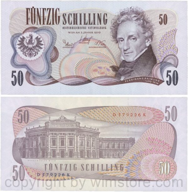 Österreich, 2. republik, p143a, 50 schilling 1970, serie c s; 1 , kleiner fleck (kopie)
