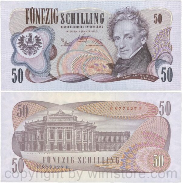 Österreich, 2. republik, p143a, 50 schilling 1970, serie d k; 1 (kopie)