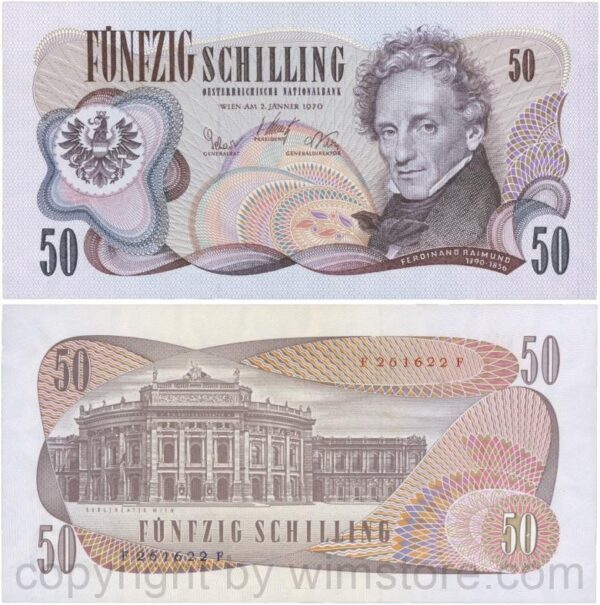 Österreich, 2. republik, p143a, 50 schilling 1970, serie e g; 1 (kopie)