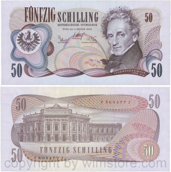 Österreich, 2. republik, p143a, 50 schilling 1970, serie e x; 1 (kopie)
