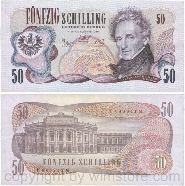Österreich, 2. republik, p143a, 50 schilling 1970, serie f f; 1 (kopie)