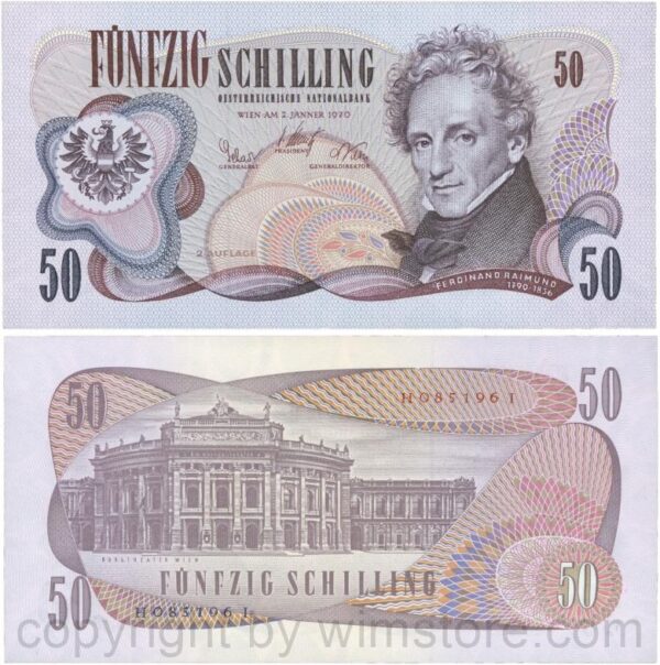 Österreich, 2. republik, p144, 50 schilling 1970, 2. auflage, serie h i; 1