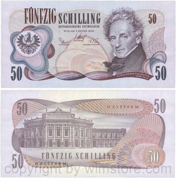 Österreich, 2. republik, p144, 50 schilling 1970, 2. auflage, serie h i; 1 (kopie)