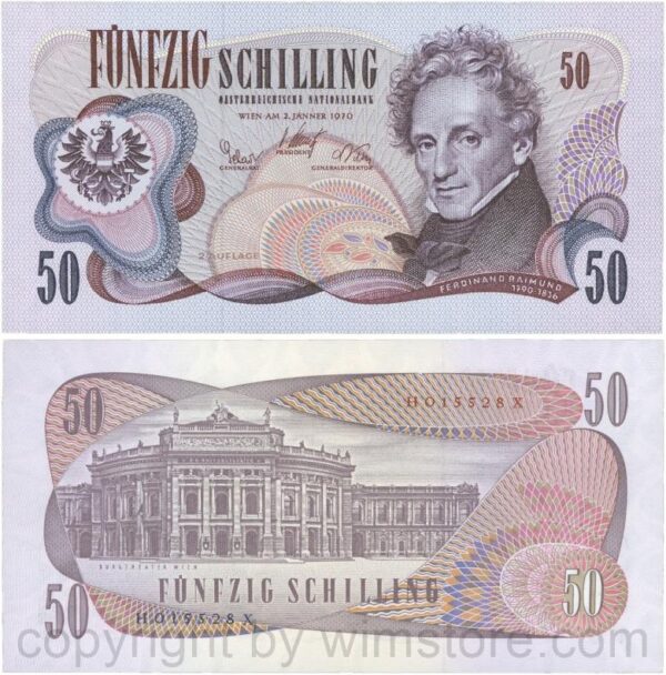Österreich, 2. republik, p144, 50 schilling 1970, 2. auflage, serie h u; 3 (kopie)