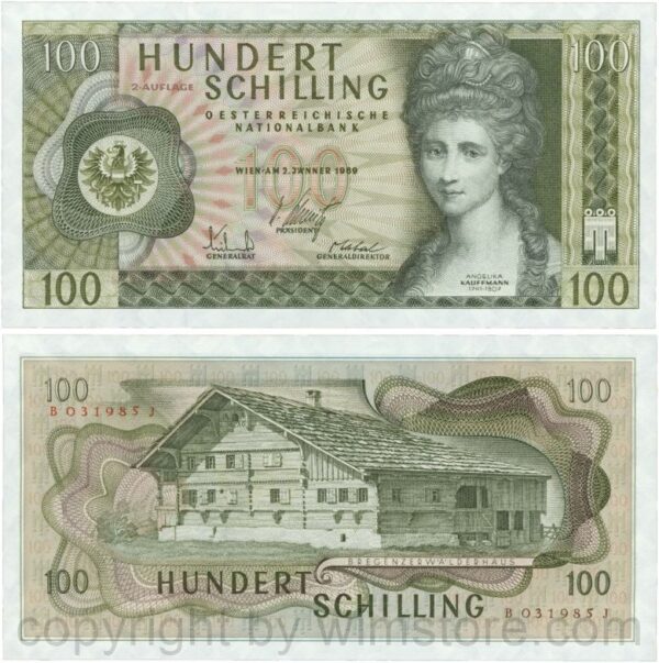 Österreich, 2. republik, p146a, 100 schilling 1969, 2. auflage, serie b j; 1
