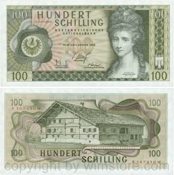 Österreich, 2. republik, p146a, 100 schilling 1969, 2. auflage, serie b m; 1