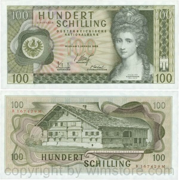 Österreich, 2. republik, p146a, 100 schilling 1969, 2. auflage, serie b j; 1 (kopie)