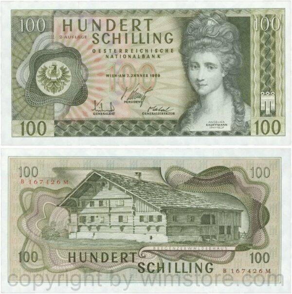Österreich, 2. republik, p146a, 100 schilling 1969, 2. auflage, serie b m; 1 (kopie)
