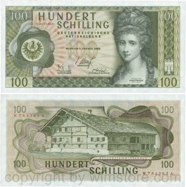 Österreich, 2. republik, p146a, 100 schilling 1969, 2. auflage, serie w a; 2 (kopie)
