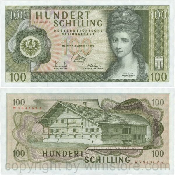 Österreich, 2. republik, p146a, 100 schilling 1969, 2. auflage, serie w a; 2