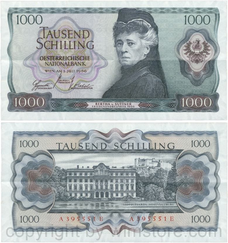 Österreich, 2. republik, p147, 1000 schilling 1966 Österreich, 2. republik, p147, 1000 schilling 1966