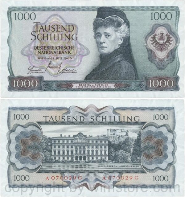 Österreich, 2. republik, p147, 1000 schilling 1966, serie a g; 1