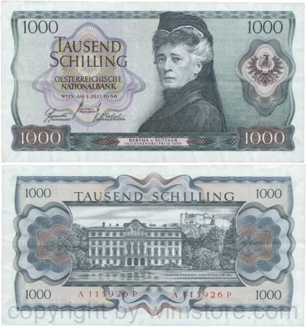 Österreich, 2. republik, p147, 1000 schilling 1966, serie a g; 3 (kopie)