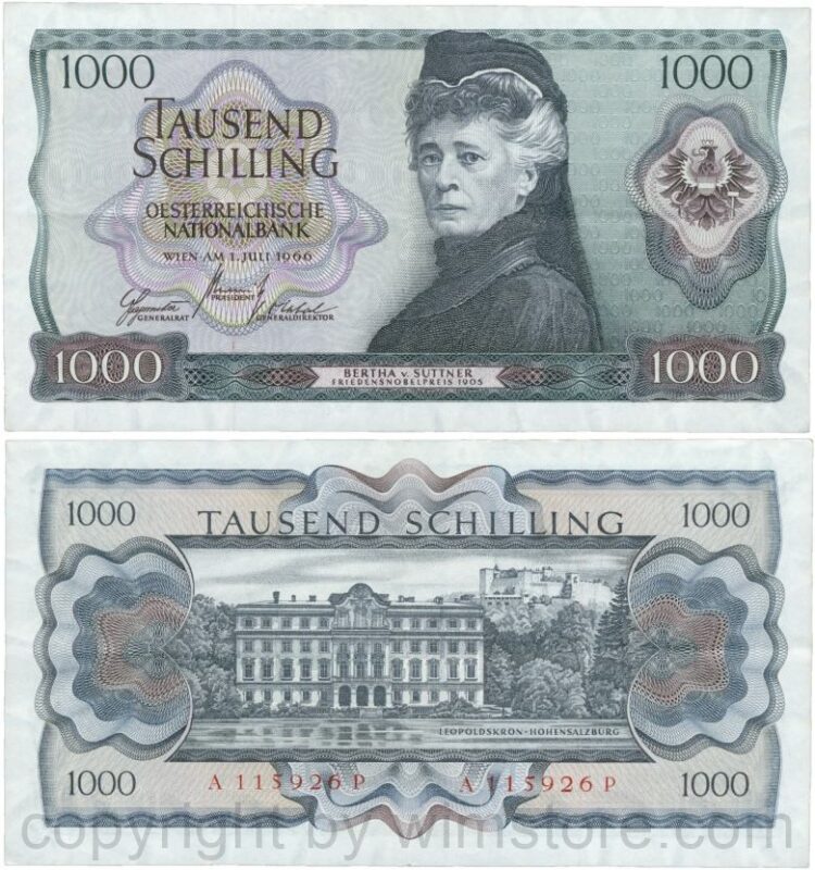 Österreich, 2. republik, p147, 1000 schilling 1966, serie a g; 3 (kopie)