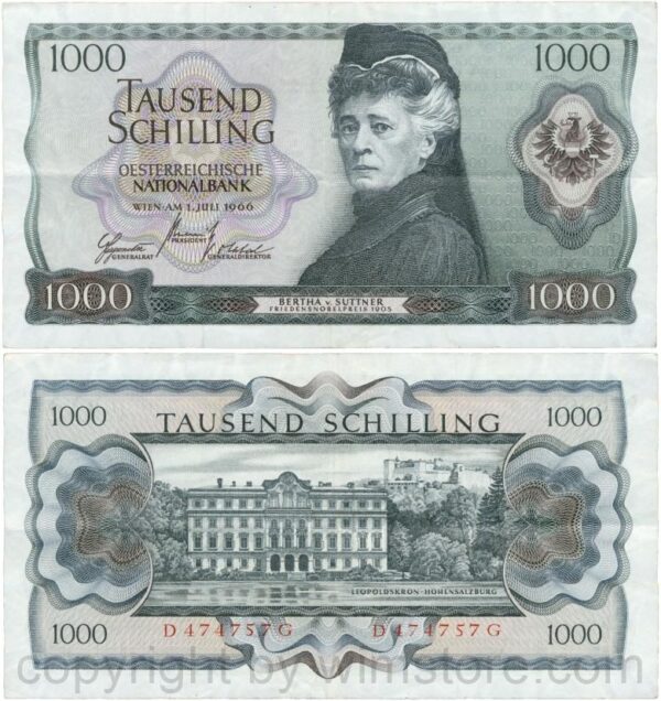 Österreich, 2. republik, p147, 1000 schilling 1966, serie d g; 4