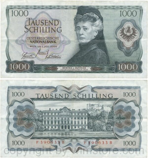 Österreich, 2. republik, p147, 1000 schilling 1966, serie e j; 2 (kopie)