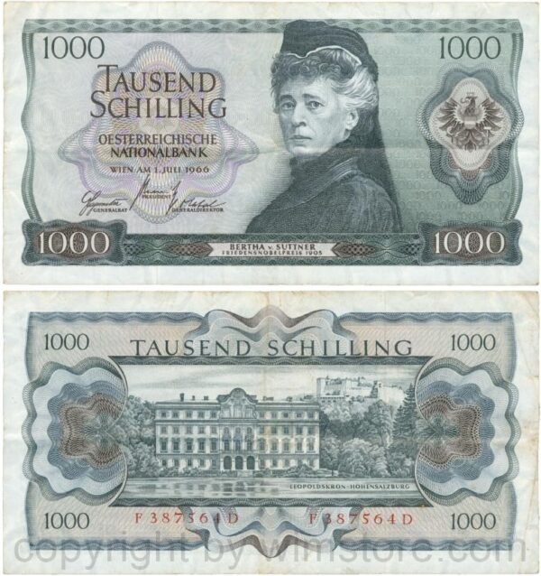 Österreich, 2. republik, p147, 1000 schilling 1966, serie f b; 4 (kopie)
