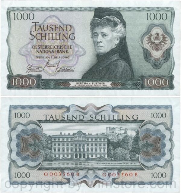 Österreich, 2. republik, p147, 1000 schilling 1966, serie f b; 4 (kopie)