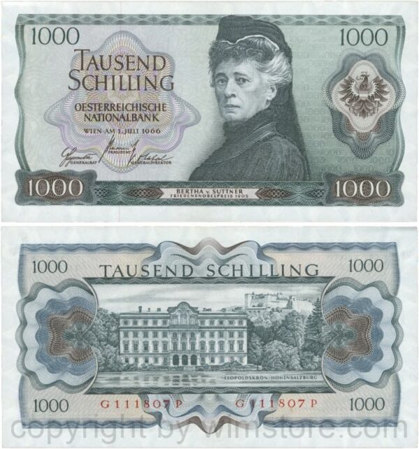 Österreich, 2. republik, p147, 1000 schilling 1966, serie f d; 5 (kopie)