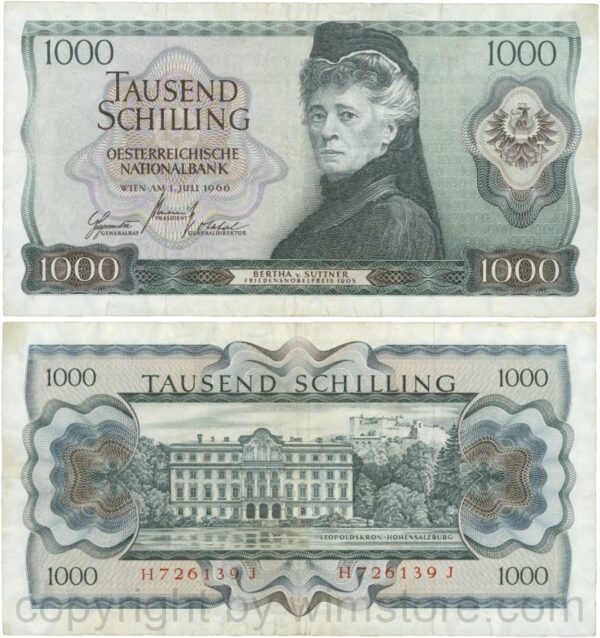 Österreich, 2. republik, p147, 1000 schilling 1966, serie g b; 2 (kopie)