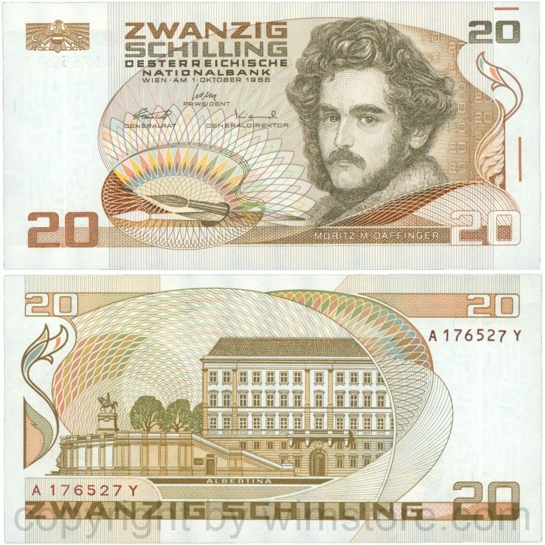 Österreich, 2. republik, p148, 20 schilling 1986, serie a y; 1