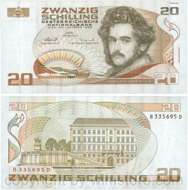 Österreich, 2. republik, p148, 20 schilling 1986, serie a y; 1 (kopie)