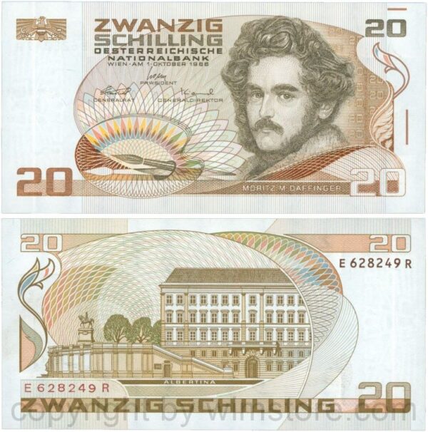 Österreich, 2. republik, p148, 20 schilling 1986, serie e a; 1 (kopie)
