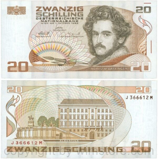 Österreich, 2. republik, p148, 20 schilling 1986, serie j m; 1