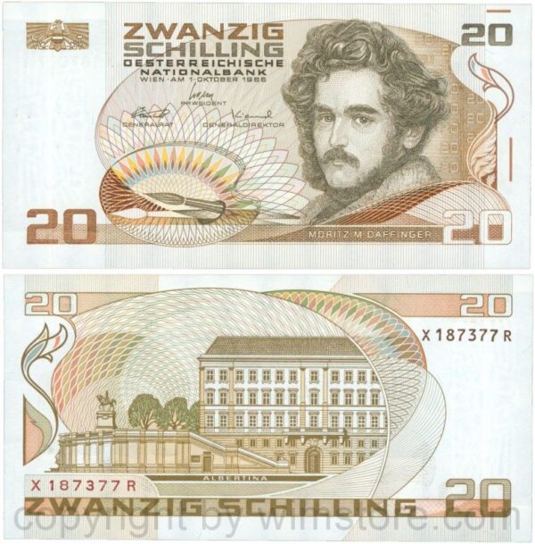 Österreich, 2. republik, p148, 20 schilling 1986, serie x f; 1 (kopie)