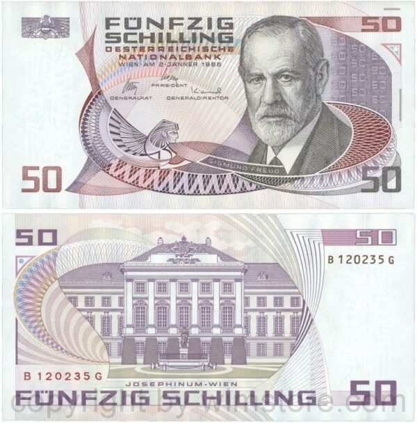 Österreich, 2. republik, p149, 50 schilling 1986, serie a g; 1 (kopie)