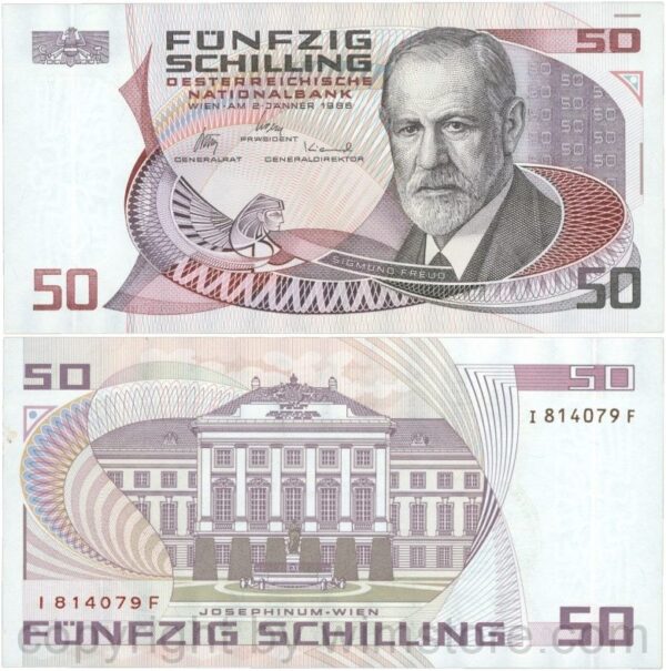 Österreich, 2. republik, p149, 50 schilling 1986, serie f m; 1 (kopie)