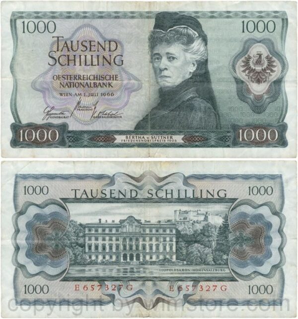 Österreich, 2. republik, p147, 1000 schilling 1966, serie e g; 5